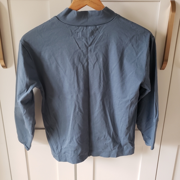 Everlane Top Luxe Mock Neck Blue Longsleeve Shirt Womens XS - Picture 4 of 4